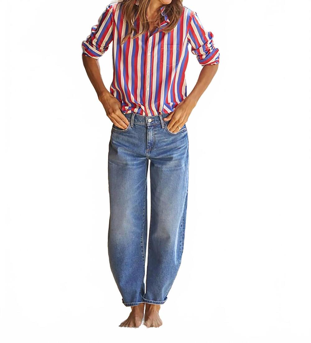 NEW FRANK & EILEEN eileen button up top in red blue cream stripe